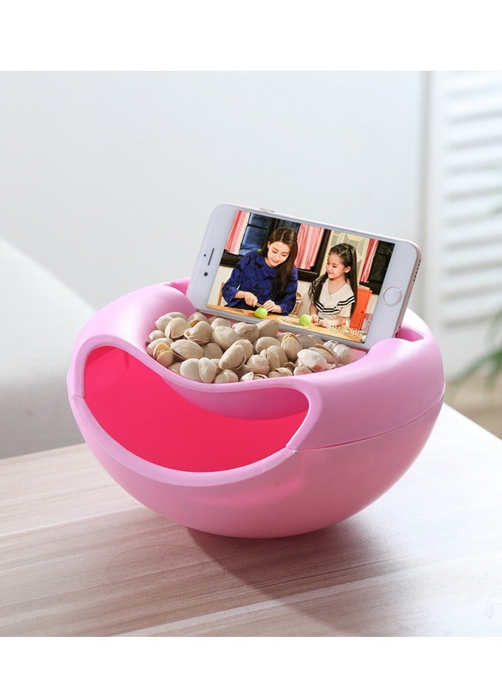 NIBEMINENT Snack Storage Bowl with Phone Holder, Double Dish Nut Shell Storage, serving for Snacks Nuts Pistachio Sunflower Seeds 4PCS - Image 2