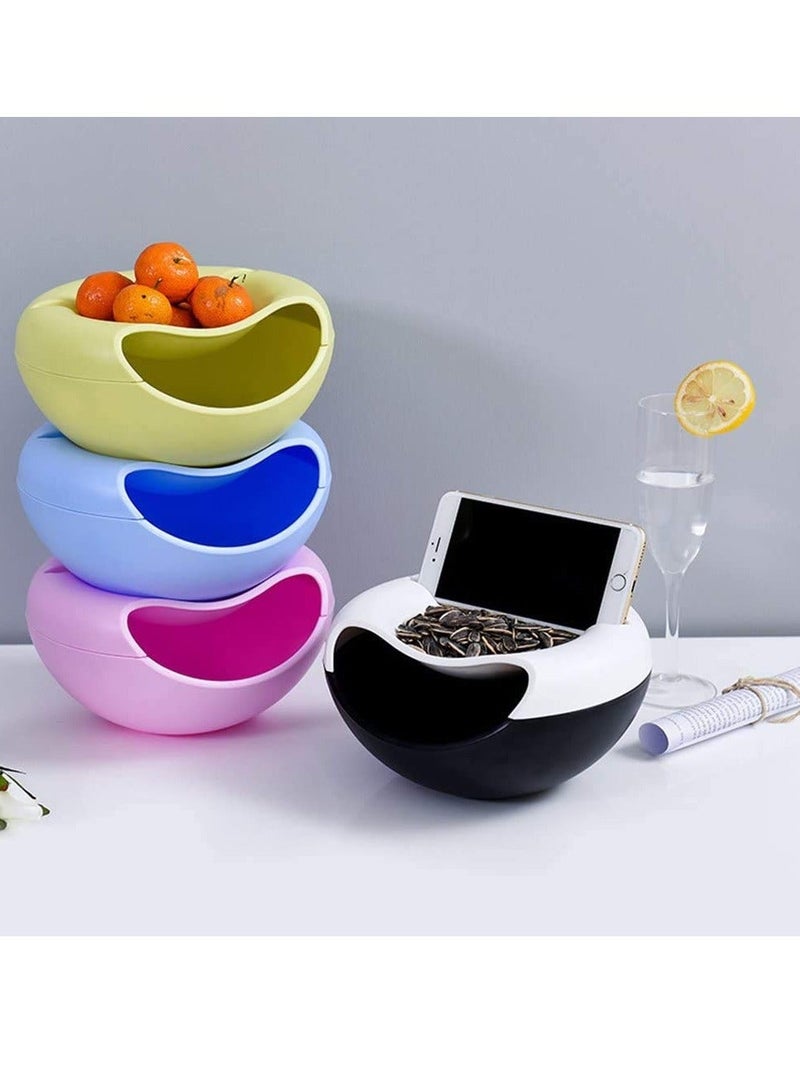 NIBEMINENT Snack Storage Bowl with Phone Holder, Double Dish Nut Shell Storage, serving for Snacks Nuts Pistachio Sunflower Seeds 4PCS - Image 5