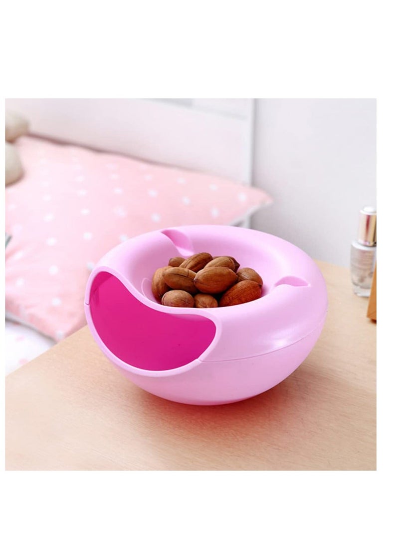 NIBEMINENT Snack Storage Bowl with Phone Holder, Double Dish Nut Shell Storage, serving for Snacks Nuts Pistachio Sunflower Seeds 4PCS - Image 3