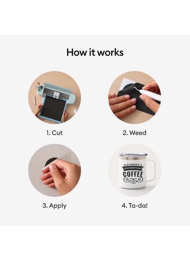 Cricut - Cricut Premium Permanent Vinyl (12" X 48") Strong Adhesive Lasts For 3 Years Uv & Waterresistant Perfect For Indooroutdoor Diy Projects Compatible With Cricut Machines Black - Image 1