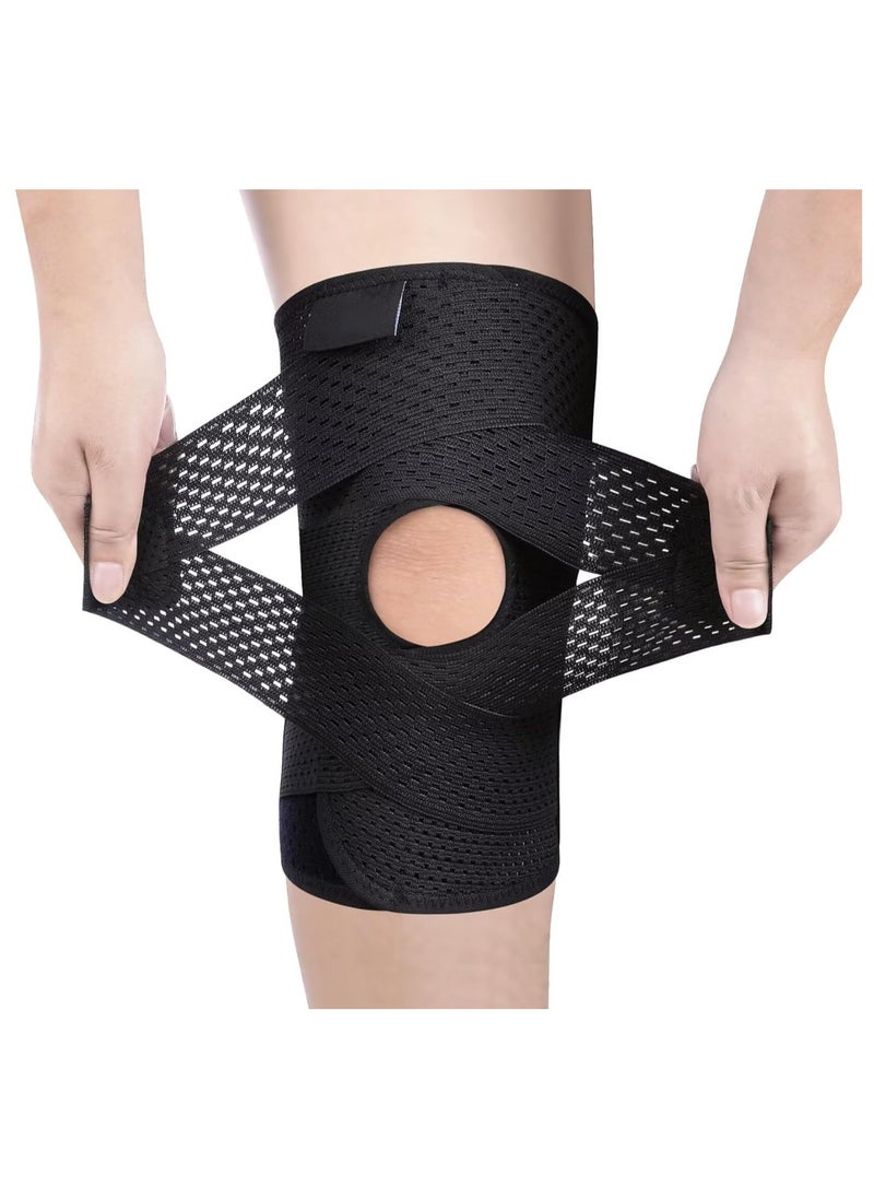 Generic - Professional Knee Brace with Side Stabilizers, Compression Knee Support with Mesh Weave Tech, Knee Wrap with Ultra-Soft Bandage for Running, Workout, Hiking, All Sports - Image 1