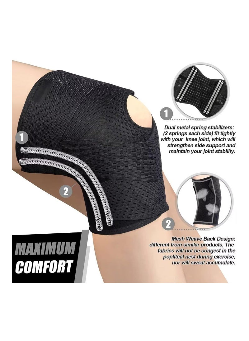 Generic - Professional Knee Brace with Side Stabilizers, Compression Knee Support with Mesh Weave Tech, Knee Wrap with Ultra-Soft Bandage for Running, Workout, Hiking, All Sports - Image 1