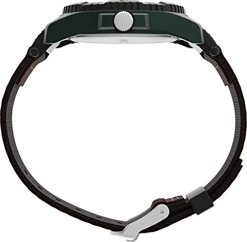 TIMEX ساعة Timex للرجال Acadia 42 مم بحزام بني وقرص طبيعي وحالة خضراء - Image 3