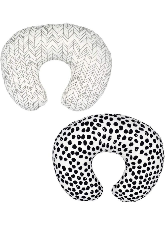 Little Jump Little Jump 2 Pack Nursing Pillow Cover Slipcover for Breastfeeding Pillows, Soft and Comfortable Safely Fits On Standard Infant Nursing Pillows (Geometric & Speckles)  - Image 1
