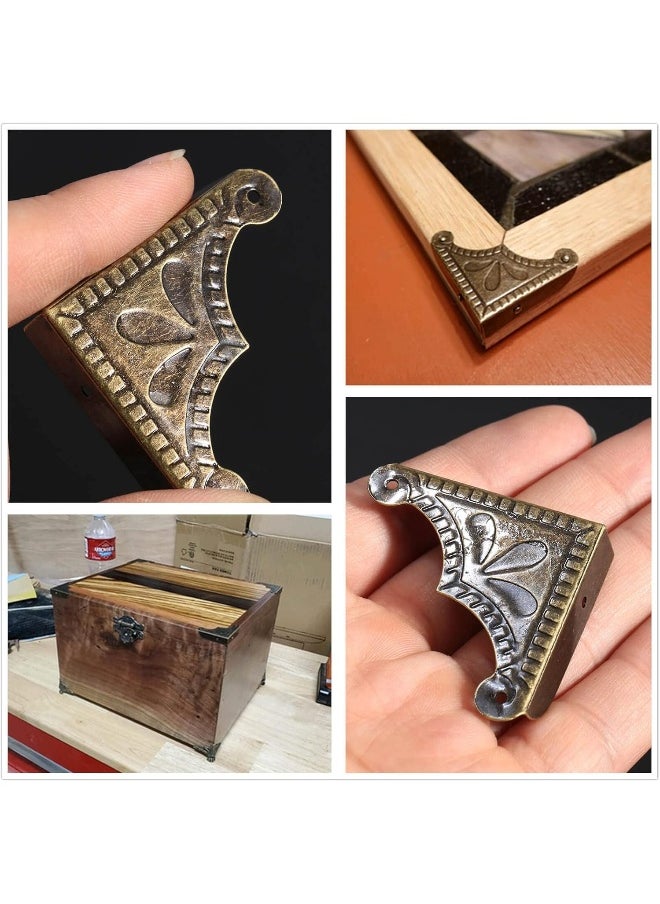 Dophee dophee 12Pcs Antique Brass Decorative Jewelry Chest Wooden Box Corner Protector Guard  - Image 2