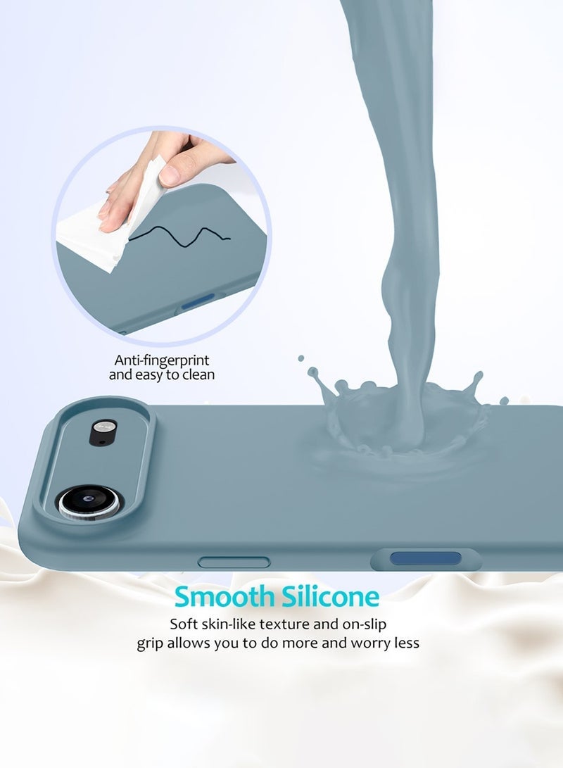 JAJEEK "Apple iPhone 17 Air 5G (2025) Soft Liquid Silicone Case Cover by MCRPSN – Slim Fit, Shockproof, Anti-Scratch, Non-Slip Grip with Microfiber Lining – Full Body Protection – Ivory Blue" - Image 3