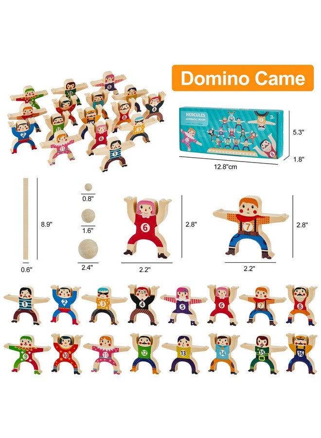 HELLO PAPAYA Wooden Stacking Toys 16Pcs Balancing Building Blocks Game,Circus Hercules Acrobatic Troupe Interlock Toy,for 3 4 5 6 Years Old Kids Adults Toddler Puzzle Toys - Image 2