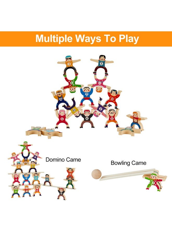 HELLO PAPAYA Wooden Stacking Toys 16Pcs Balancing Building Blocks Game,Circus Hercules Acrobatic Troupe Interlock Toy,for 3 4 5 6 Years Old Kids Adults Toddler Puzzle Toys - Image 3