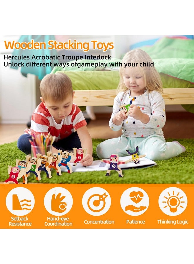 HELLO PAPAYA Wooden Stacking Toys 16Pcs Balancing Building Blocks Game,Circus Hercules Acrobatic Troupe Interlock Toy,for 3 4 5 6 Years Old Kids Adults Toddler Puzzle Toys - Image 5