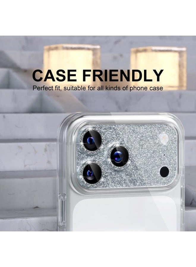 Choiche Compatible for iPhone 17 Pro Camera Lens Protector, Bling Camera Cover with 9H Tempered Glass Lens Screen Protector Metal Ring Decoration Accessories 6.3-inch (Glitter-Silver) - Image 4