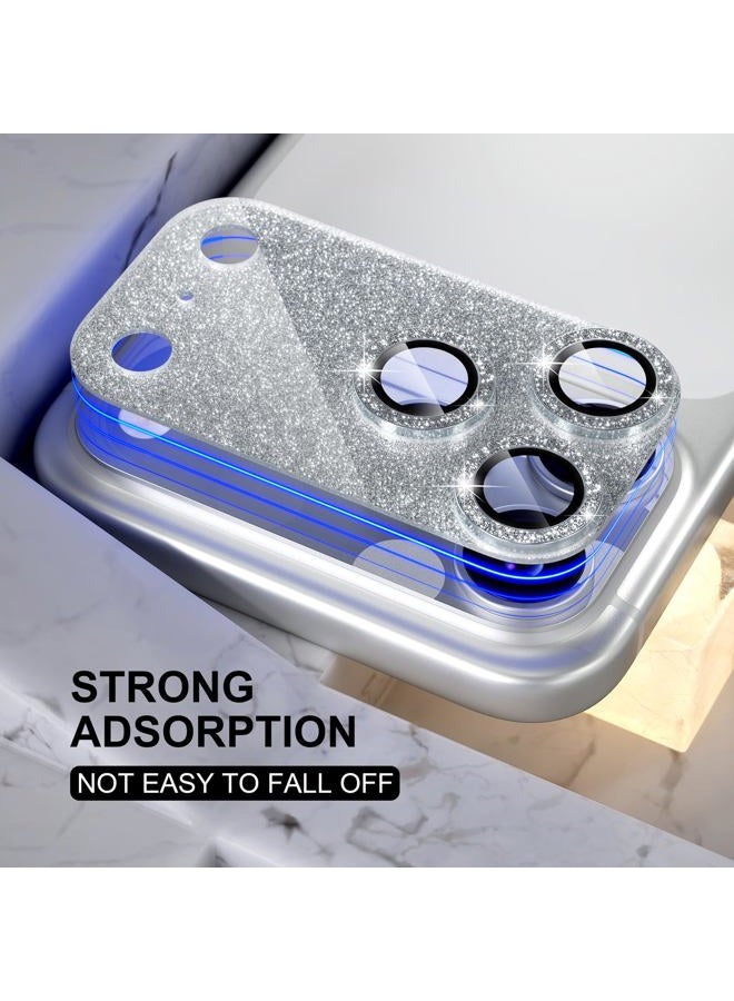 Choiche Compatible for iPhone 17 Pro Camera Lens Protector, Bling Camera Cover with 9H Tempered Glass Lens Screen Protector Metal Ring Decoration Accessories 6.3-inch (Glitter-Silver) - Image 5