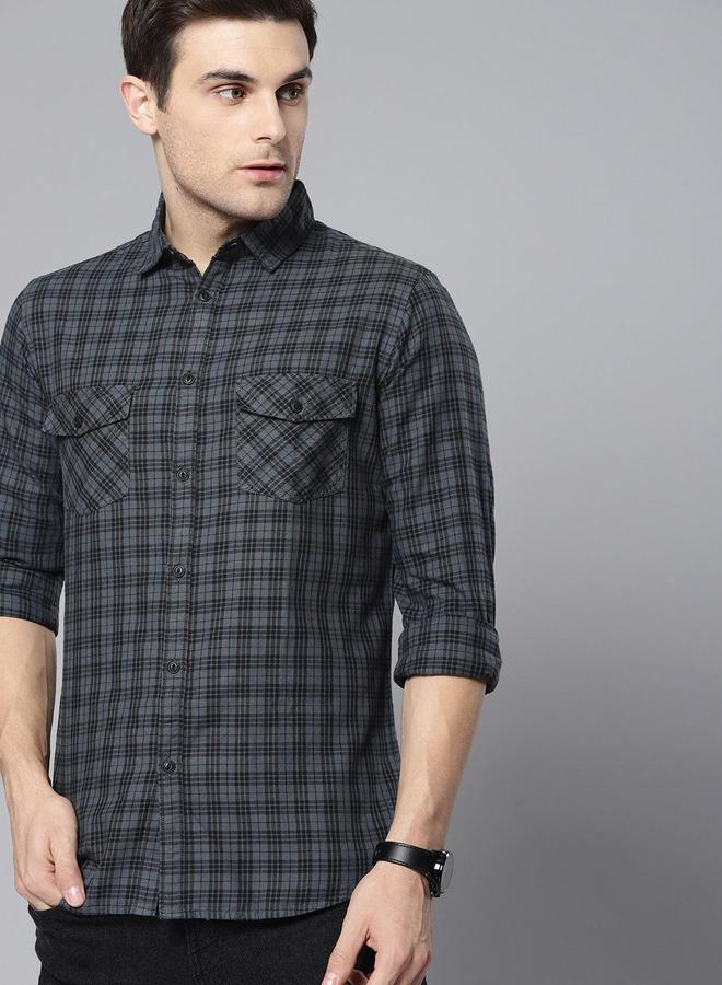 دينيس لينغو قميص رجالي كاجوال بقصة سليم فيت بنقشة مربعات - Image 1