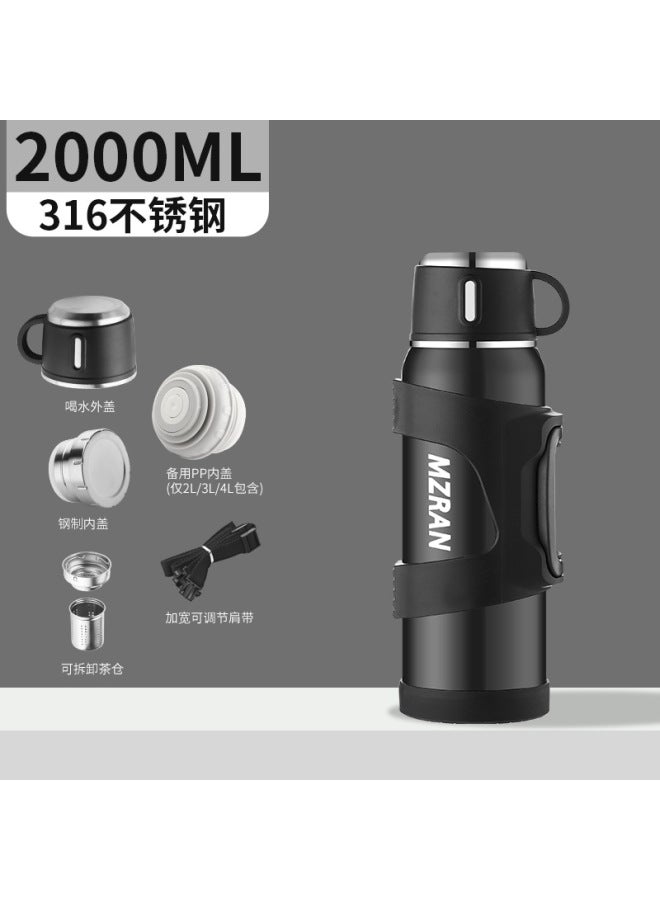 All-steel 316 Large-capacity Thermos Cup For Men, Outdoor Travel, Portable Car-mounted Household Water Kettle, 3 Liters Bottle