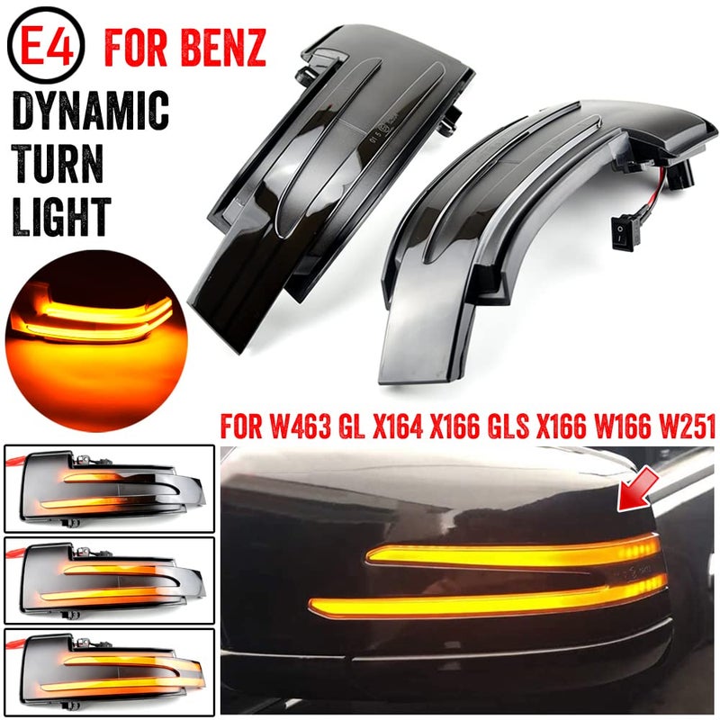 2Pcs Dynamic Turn Signal LED Side Mirror Indicator Light Compatible with Benz G M R Class SUV W463 GL X164 X166 GLS X166 W166 W251 - Image 3