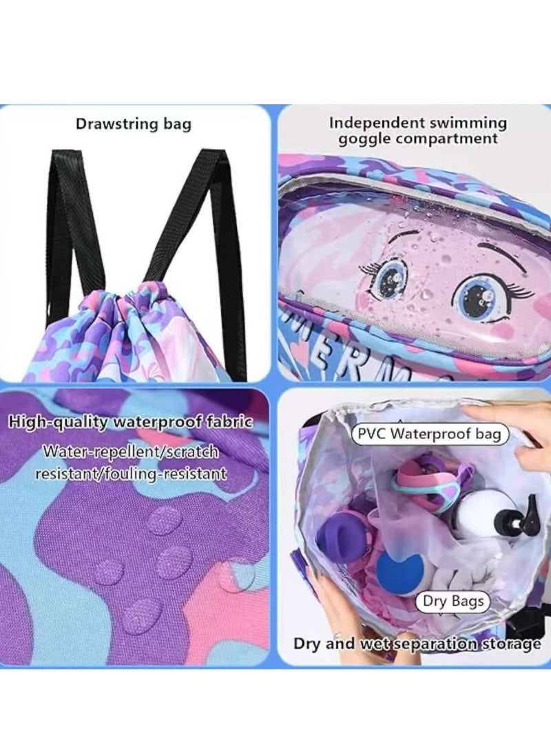 2PCS Swimming Bags for Kids, Kids Swimming Backpack,School Bag Dry Wet Separation,Sports Gym PE Bag,Waterproof Beach Backpack for Swimming Beach Pool School Gym Sports Travel  - Image 3