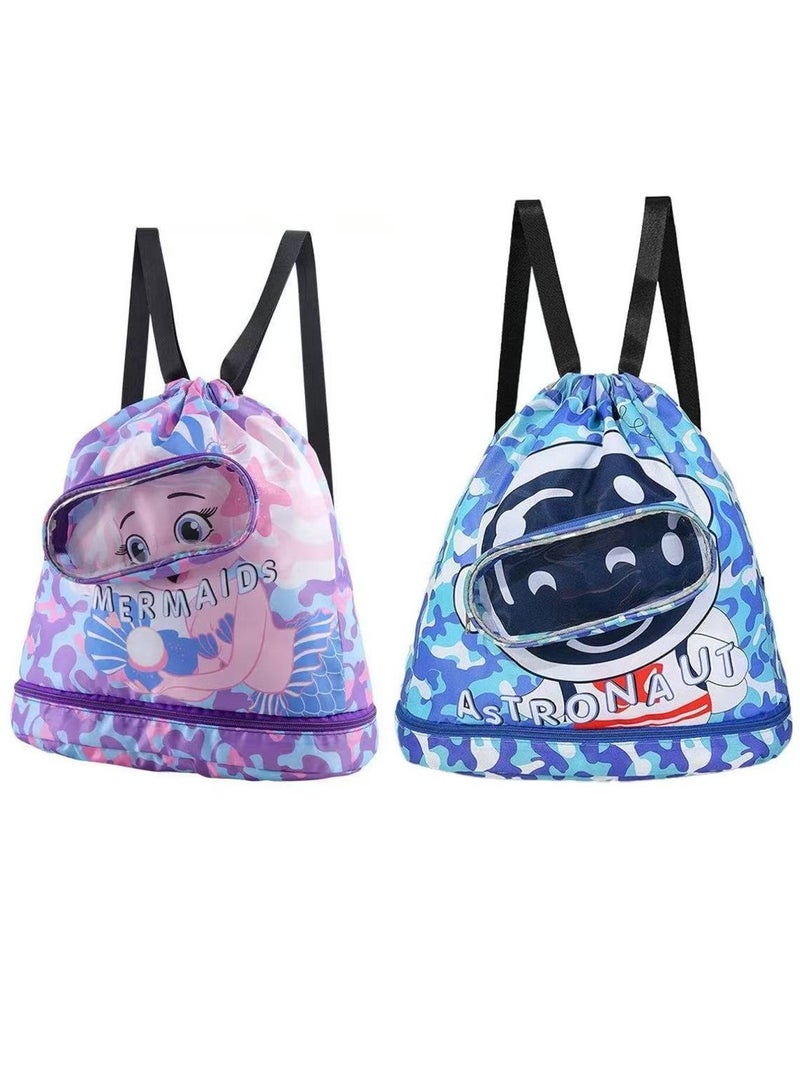 2PCS Swimming Bags for Kids, Kids Swimming Backpack,School Bag Dry Wet Separation,Sports Gym PE Bag,Waterproof Beach Backpack for Swimming Beach Pool School Gym Sports Travel  - Image 1