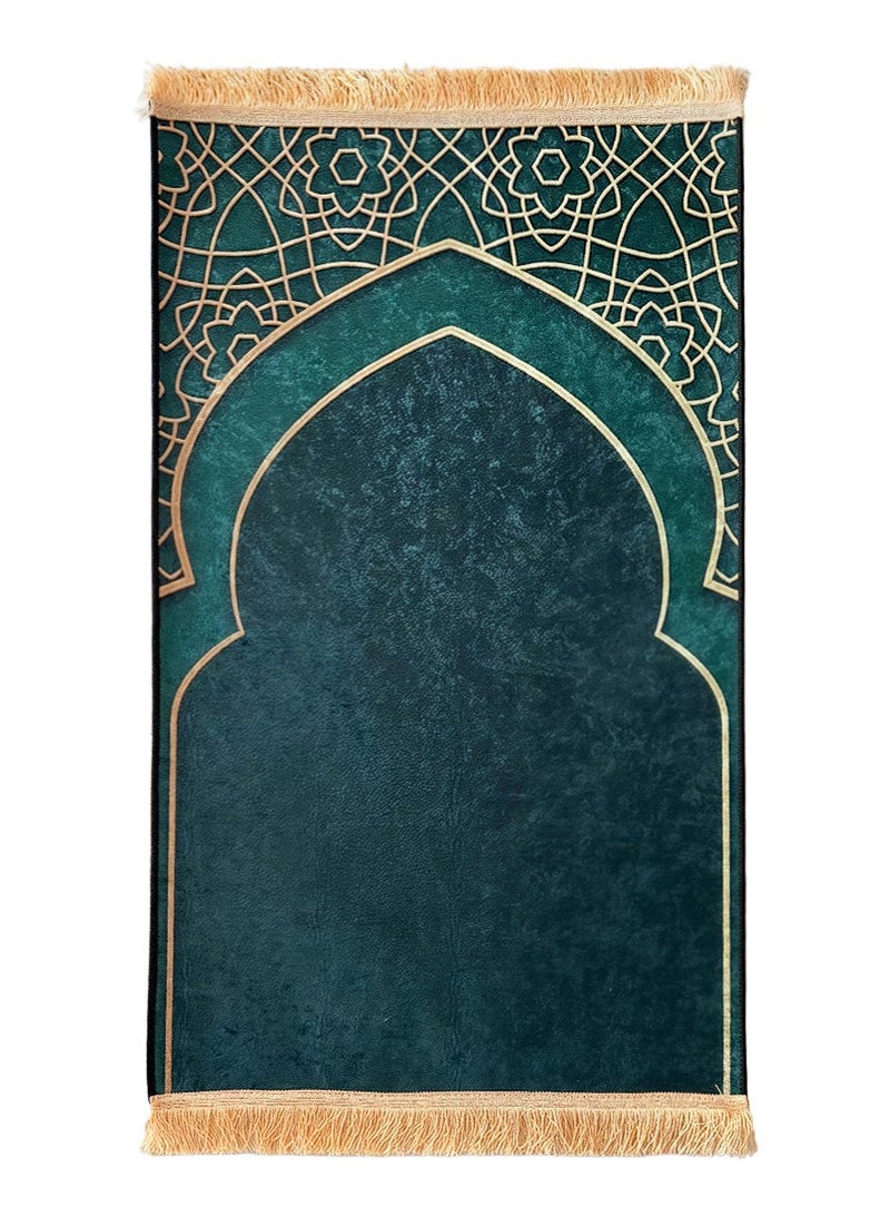 Sunnaltree Prayer Carpet Mat, Gold Diamond Velvet Prayer Mat, 70x110 cm Large Portable, Large Size Thick with Anti-Slip Bottom, Foldable Prayer Carpet Mat, Multicolor Islamic Prayer rug, Prayer Rug with Tassels, Prayer Mats for Ramadans Eid - Image 1