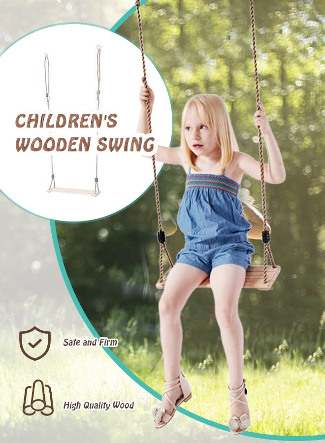 GROIC أرجوحة خشبية معلقة على شكل شجرة، مقعد أرجوحة قابل للتعديل عالي الجودة من خشب البتولا، متين ومتين للأطفال والأطفال للاستخدام في ساحة الحديقة في الأماكن المغلقة - Image 2