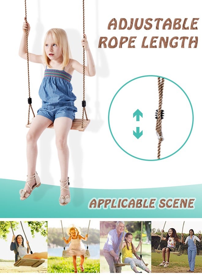 GROIC أرجوحة خشبية معلقة على شكل شجرة، مقعد أرجوحة قابل للتعديل عالي الجودة من خشب البتولا، متين ومتين للأطفال والأطفال للاستخدام في ساحة الحديقة في الأماكن المغلقة - Image 4