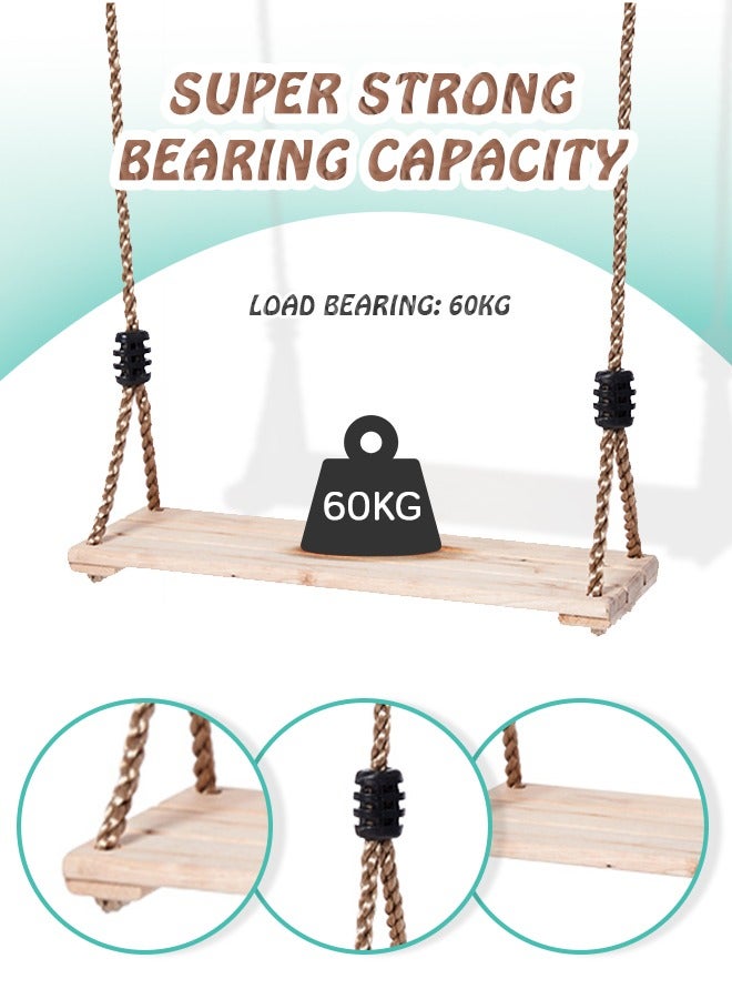 GROIC أرجوحة خشبية معلقة على شكل شجرة، مقعد أرجوحة قابل للتعديل عالي الجودة من خشب البتولا، متين ومتين للأطفال والأطفال للاستخدام في ساحة الحديقة في الأماكن المغلقة - Image 3