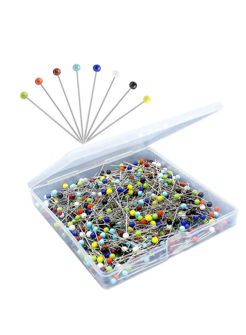 Sewing Pins for Fabric, Straight Pins with Colored Ball Glass Heads Long 1.5 Inch, Quilting Pins for Dressmaker, Jewelry DIY Decoration, Craft and Sewing Project (500 PCS, Colorful) - Image 1
