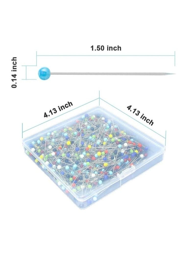 Sewing Pins for Fabric, Straight Pins with Colored Ball Glass Heads Long 1.5 Inch, Quilting Pins for Dressmaker, Jewelry DIY Decoration, Craft and Sewing Project (500 PCS, Colorful) - Image 2