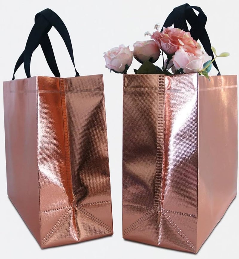 A.S Enterprises JOURNEY JOY GIFTING BAG medium and large Pack of 8 Pcs Glossy Metallic Laminated NW Reusable Eco-Friendly Party Return Gift Bags (ROSE GOLD) (4xSMALL,4xlarge) - Image 3