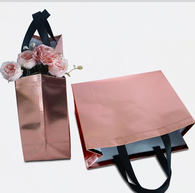A.S Enterprises JOURNEY JOY GIFTING BAG medium and large Pack of 8 Pcs Glossy Metallic Laminated NW Reusable Eco-Friendly Party Return Gift Bags (ROSE GOLD) (4xSMALL,4xlarge) - Image 4