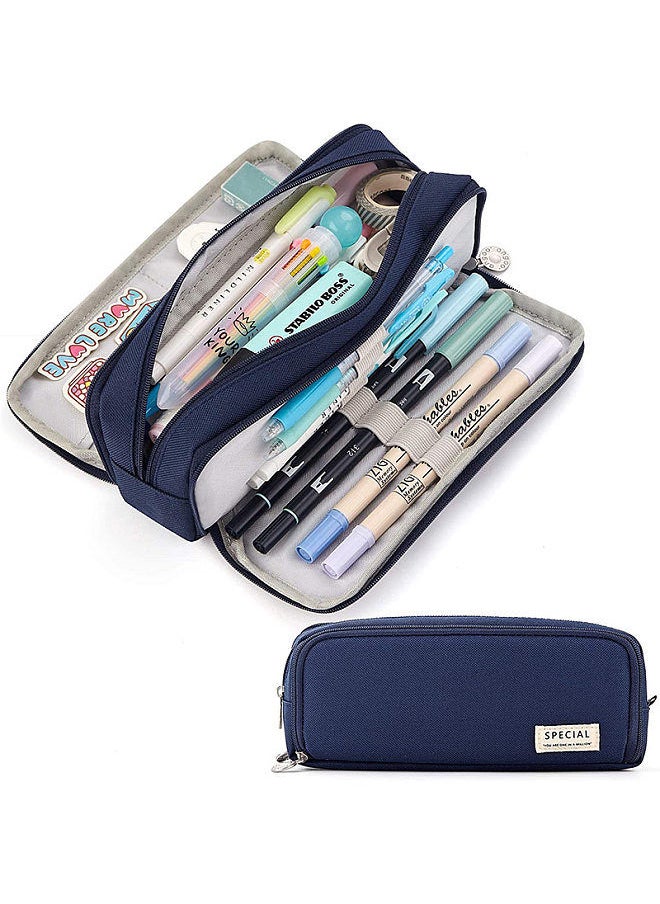 Generic - Simple large-capacity pencil case stationery box Japanese Korean version of junior high school students high school students girls multi-functional pencil bag Green (spot second delivery) - Image 1