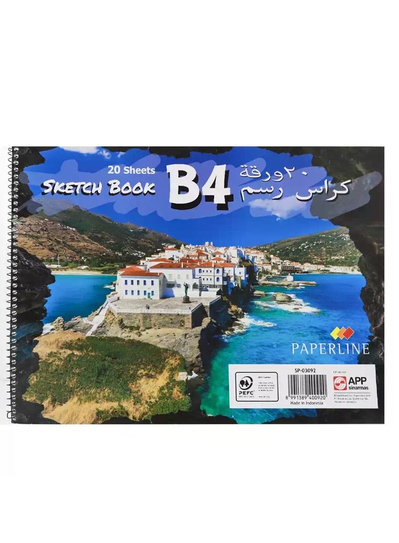 Paperline Sketch Book Plain- B4 Size-20 Sheets- Blue