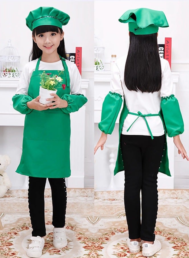 DURKU Girls Kid Apron and Chef Hat Gift Set for Cooking Baking Girls Kid Apron and Chef Hat Gift Set for Cooking Baking-Little Chef Apron-Kids Baking Set for Girls-Kids Cute Child Apron Green XL ﻿ - Image 2