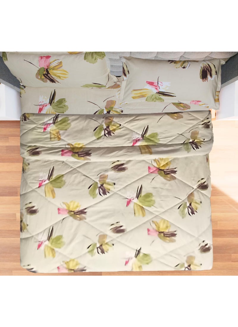 AVI AVI Super Soft Glace Cotton 200GSM ComforterDuvet for Single Bed with 1 Flat Bedsheet and 1 Pillow Covers3Pc Bedding Set Print2  - Image 3