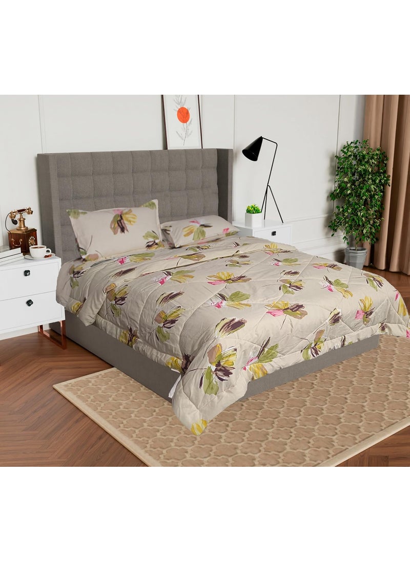 AVI AVI Super Soft Glace Cotton 200GSM ComforterDuvet for Single Bed with 1 Flat Bedsheet and 1 Pillow Covers3Pc Bedding Set Print2  - Image 2