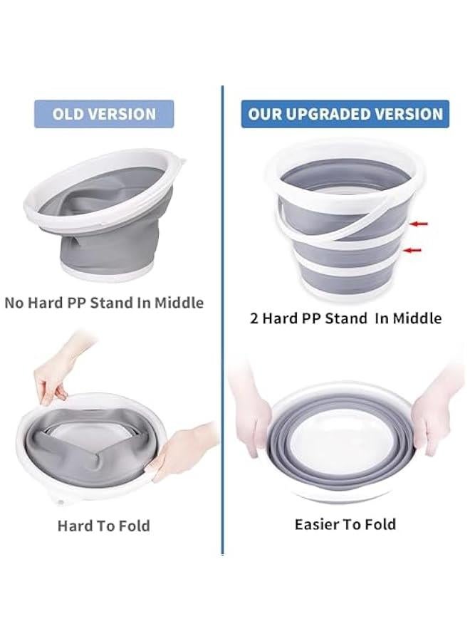 HOOKOR Collapsible Bucket 10L Cleaning Bucket Mop Bucket Folding Foldable Portable Small Plastic Water Supplies for Outdoor Garden Camping Fishing Car Wash Space Saving (Round) - Image 3