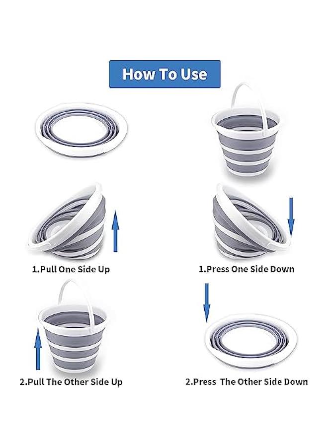 HOOKOR Collapsible Bucket 10L Cleaning Bucket Mop Bucket Folding Foldable Portable Small Plastic Water Supplies for Outdoor Garden Camping Fishing Car Wash Space Saving (Round) - Image 4