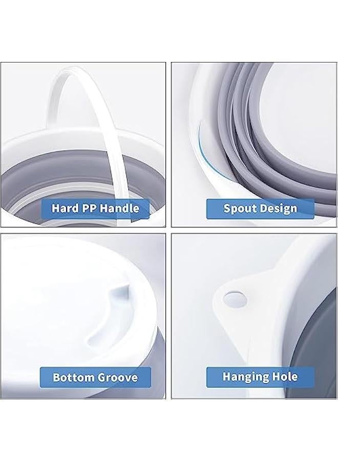 HOOKOR Collapsible Bucket 10L Cleaning Bucket Mop Bucket Folding Foldable Portable Small Plastic Water Supplies for Outdoor Garden Camping Fishing Car Wash Space Saving (Round) - Image 5