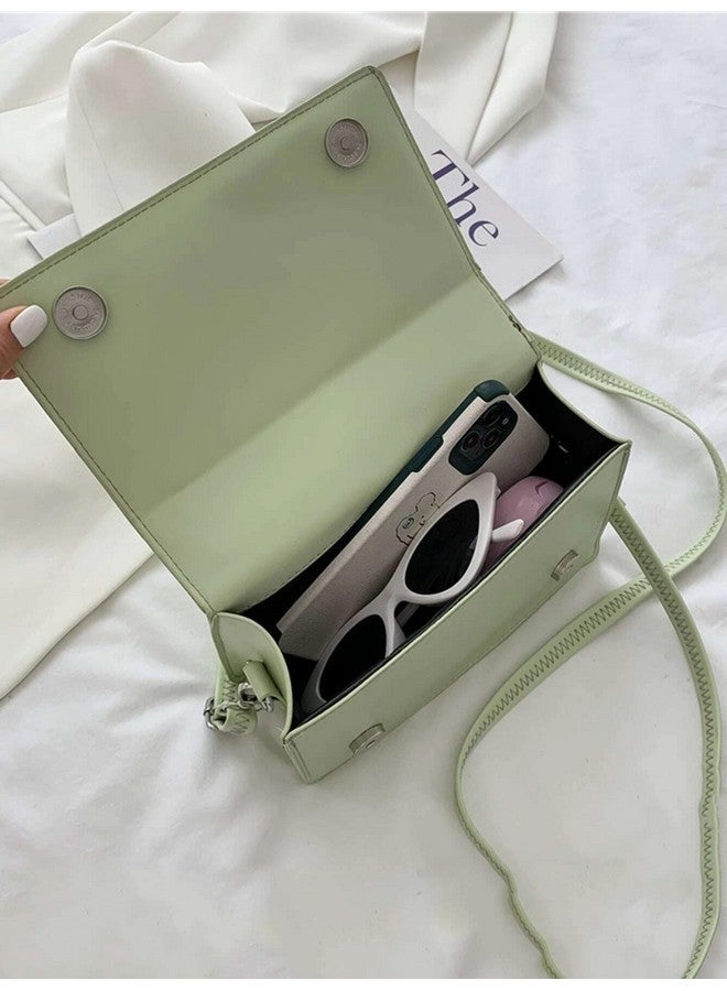 STESHWK PU Leather Super Soft Plaid Pattern Shoulder Crossbody Fashion Bag For Women's With Shoulder Strap (Mint Green) - Image 2