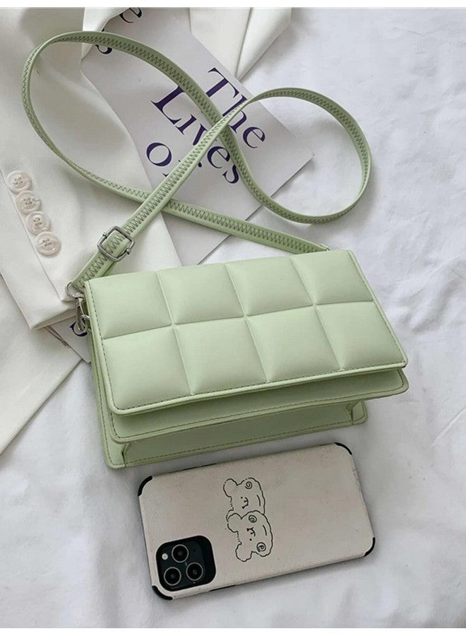 STESHWK PU Leather Super Soft Plaid Pattern Shoulder Crossbody Fashion Bag For Women's With Shoulder Strap (Mint Green) - Image 4