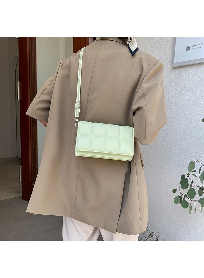STESHWK PU Leather Super Soft Plaid Pattern Shoulder Crossbody Fashion Bag For Women's With Shoulder Strap (Mint Green) - Image 5