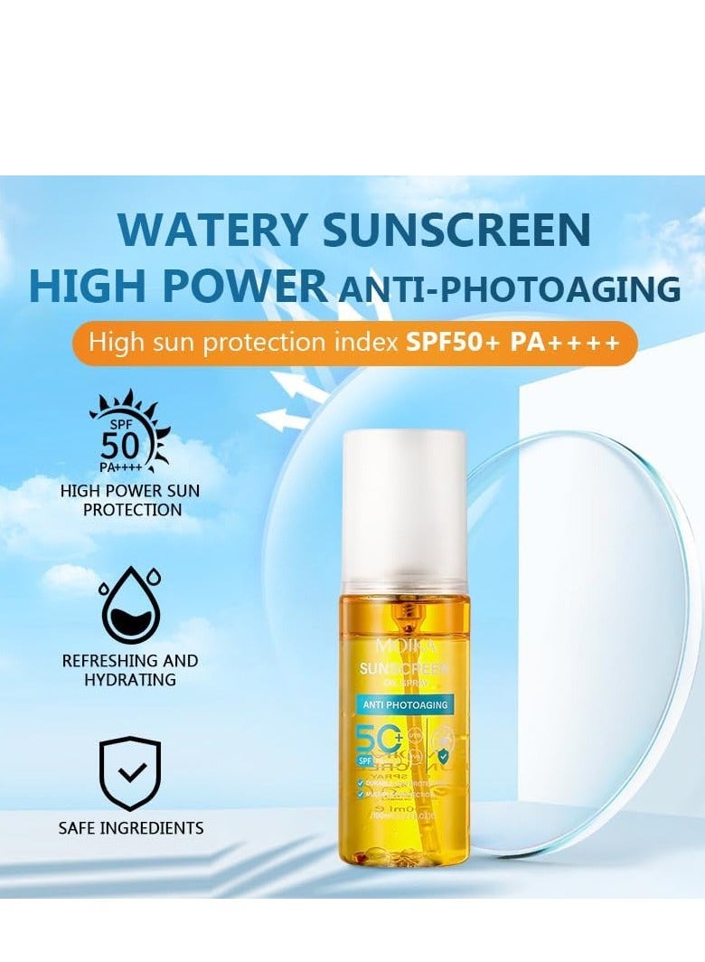 مويكا بخاخ واقي من الشمس للجسم بزيت واقي من الشمس SPF 50 ، ترطيب واقي من الشمس متوهج ، زيت جسم خفيف الوزن SPF ، واقي من الشمس بخاخ منعش ، حماية واسعة الطيف من الأشعة فوق البنفسجية / الأشعة فوق البنفسجية UVA ، مناسبة لجميع أنواع البشرة 100 مل - Image 5