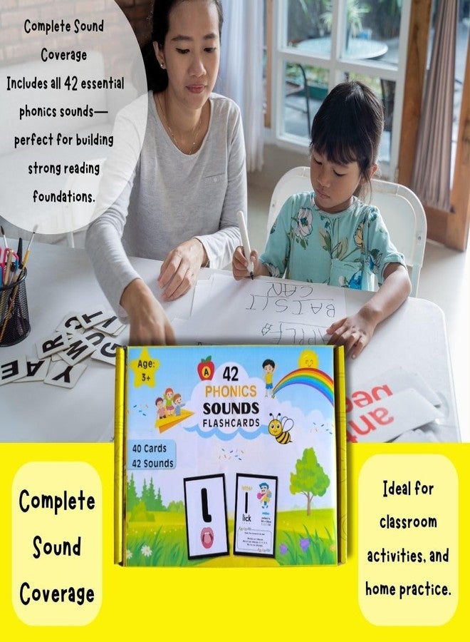 EDUSTAR 42 Phonics Sound Flashcards | Complete Sound Coverage | Sound-to-Letter Clarity | Mouth Position Visuals - Image 3