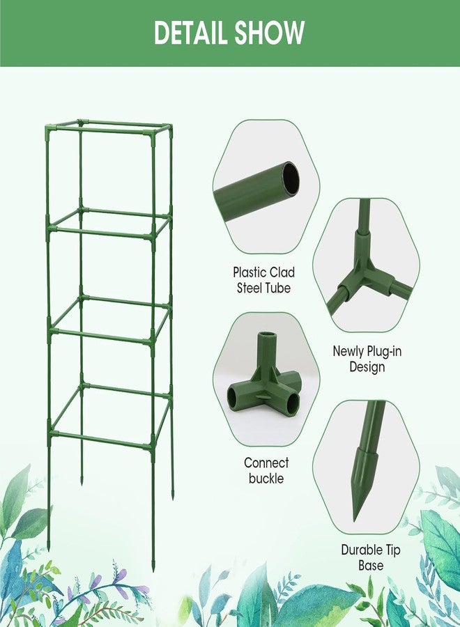 ام كوبين أقفاص طماطم MQUPIN، 3 قطع، أقفاص مربعة لدعم نباتات الحديقة، 41 × 15 × 15 بوصة، دعامات فولاذية متينة لأبراج النباتات، تعريشة خيار للخضراوات المتسلقة والزهور والفواكه مع 10 مشابك. - Image 3