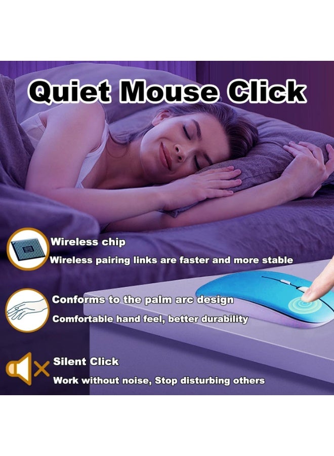 MUNTAQI مجموعة لوحة مفاتيح وفأرة بلوتوث - لوحة مفاتيح رقيقة قابلة لإعادة الشحن بتقنية USB 2.4GHz اللاسلكية مع مفاتيح هادئة، تصميم محمول خفيف الوزن للابتوب، الكمبيوتر الشخصي، الكمبيوتر، ويندوز، ماك - Image 3