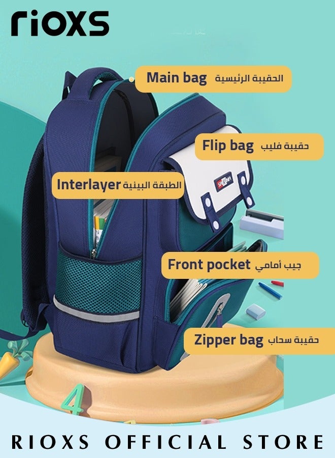 RIOXS Boys Backpack with Adjustable Padded Shoulder Straps and Multiple Pockets, Personalized Waterproof School Bags with Large Capacity, Lightweight Resistant Travel Daypack, Perfect Gift for Boys, 29*15*39cm  - Image 3