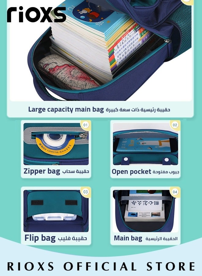 RIOXS Boys Backpack with Adjustable Padded Shoulder Straps and Multiple Pockets, Personalized Waterproof School Bags with Large Capacity, Lightweight Resistant Travel Daypack, Perfect Gift for Boys, 29*15*39cm  - Image 4