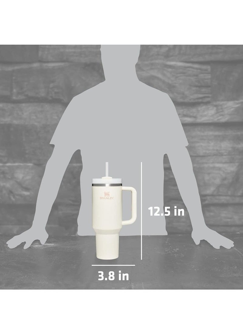Stanley - 40oz Stanley Quencher H20 Flowstate Stainless Steel Vacuum Insulated Tumbler with Lid and Straw for Water, Iced Tea or Coffee, Smoothie and More, Cream (white ) - Image 1