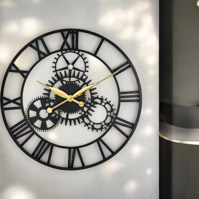 DECORATIVE WALL CLOCKMETAL WALL CLOCKWALL WATCH BIG SIZE FOR LIVING ROOMBEDROOMOFFICE DECORATIONFIXED NONMOVING GEARS 24 INCHES