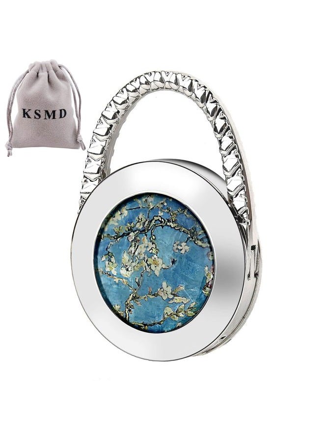 KSMD Purse Hooks for Table and Bars,Portable Purse Hanger Organizers Hooks Handbag Holder Pocketbook Holder Bag Storage for Desk Bag Hook,Foldable Folding Table Hook Hanger (Flowers) - Image 1