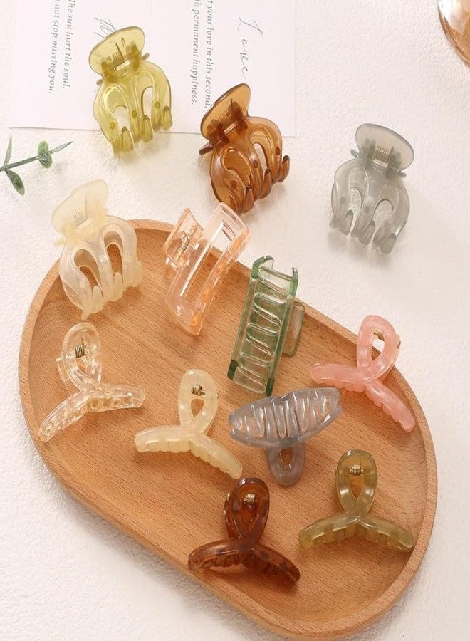 CHIROGRAPHY مجموعة CHIROGRAPHY المكونة من 12 قطعة من مشابك الشعر الصغيرة المصنوعة من الجيلي الفاخر، مشابك شعر صغيرة على شكل فراشة ومستطيل وأخطبوط للشعر الخفيف/المتوسط، مشابك شعر متعددة التصاميم مانعة للانزلاق، إكسسوارات شعر للنساء | متعددة الألوان - Image 5