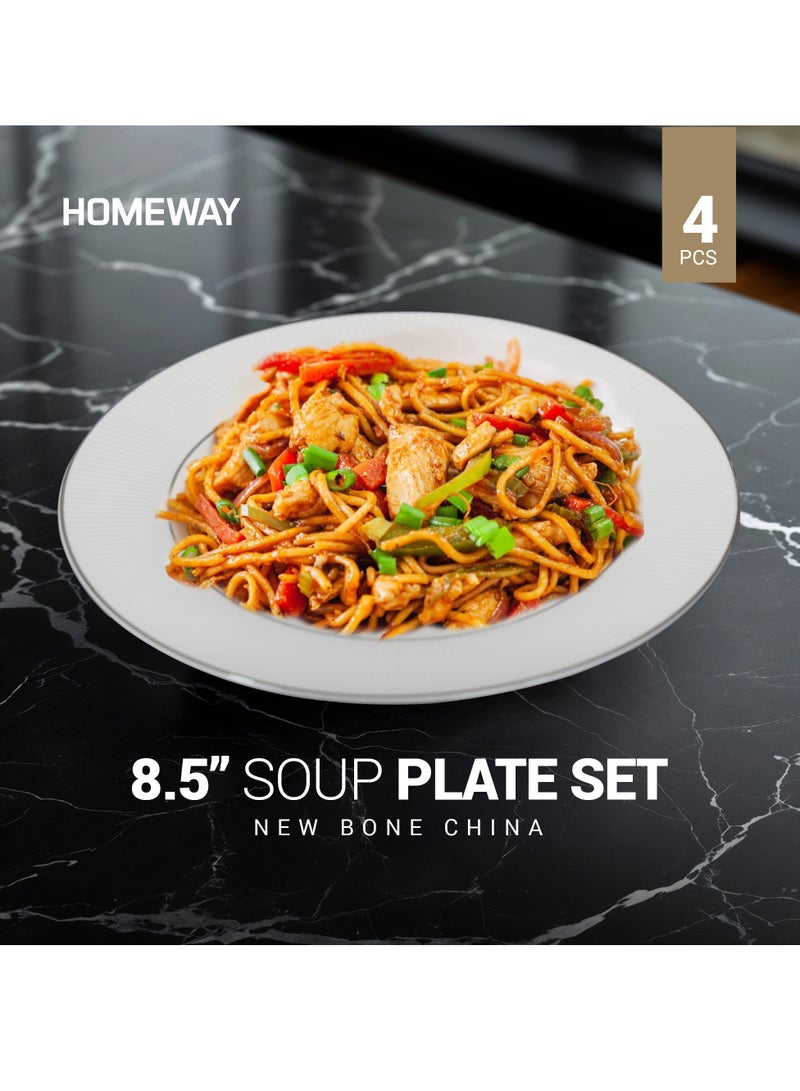 Homeway New Bone China 8.5" Soup Plate Set – Elegant White Dinnerware, Set of 4, Microwave & Dishwasher Safe - Image 5